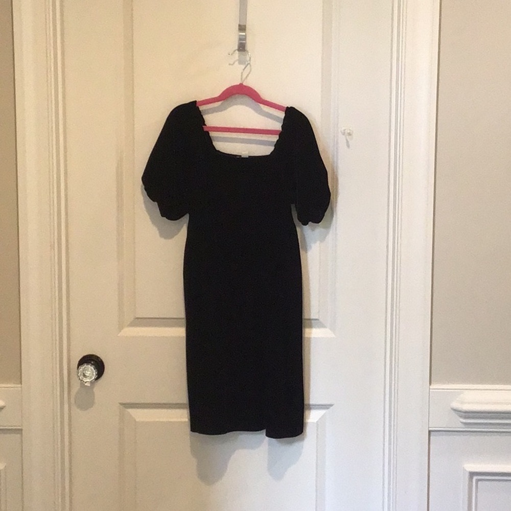 Crewcuts Black Velvet Puff Sleeve Sheath Dress